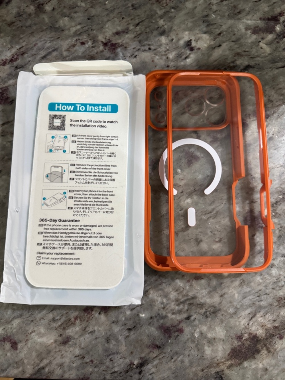 Free w/ bundle item Clear Orange Magnetic iPhone Case with Bumper